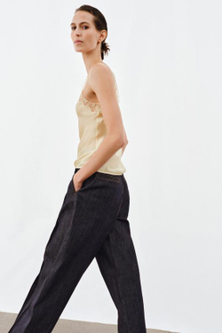 ZARA ДЖИНСЫ ZW COLLECTION BALLOON С ВЫСОКОЙ ПОСАДКОЙ И ЗАЩИПАМИ, СИНИЙ