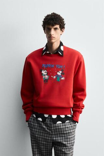 ZARA HARRY LAMBERT X DISNEY ТОЛСТОВКА С ПРИНТОМ, КРАСНЫЙ