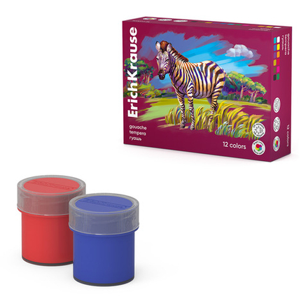 Гуашь 12цв 240мл Erich Krause Safari с УФ защитой яркости