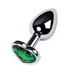 Анальная втулка с кристаллом сердце Small изумруд 7 см