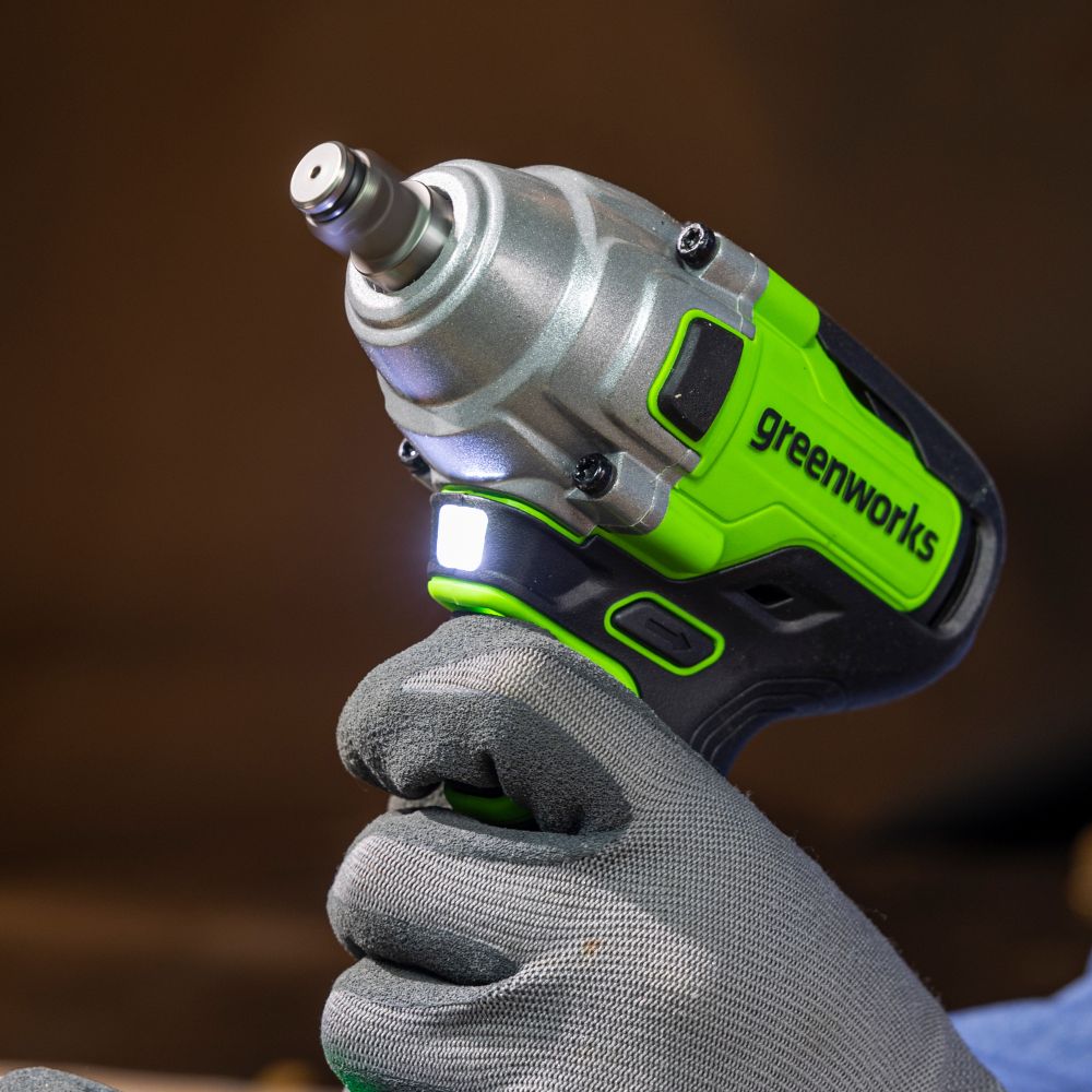 Гайковерт ударный акк. Greenworks GD24IW400, 24V,б/щет,1/2'', 400Нм,1х4Ач,ЗУ,кор (3802907CUB)