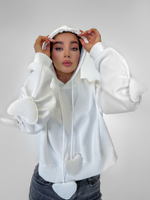 Толстовка LJHY 8315 однотонная со сборкой и сердечками на рукавах