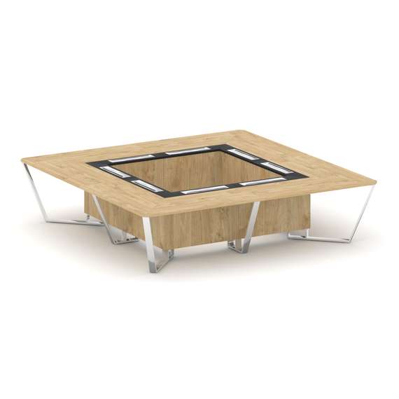 Steel Meet Стол переговорный квадратный MM-PR.B.SP-16K Тиквуд Светлый/Графит Глянец/Нержавеющая Стал