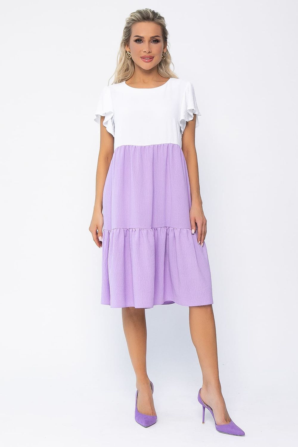 Платье Ветер перемен (бело-сиреневое) П13585-4М LT Collection