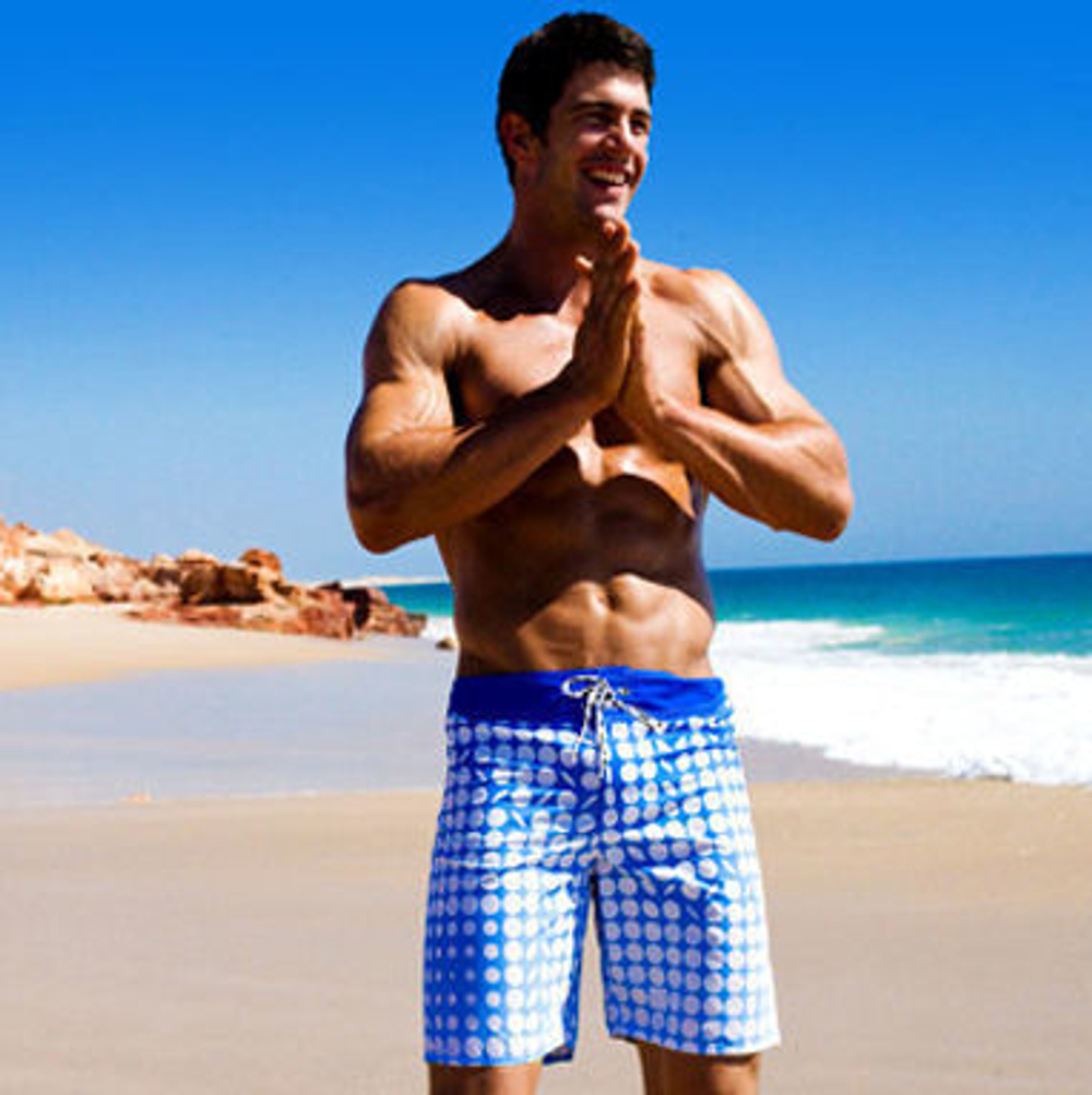 Мужские плавательные шорты голубые с принтом Aussiebum Surf Shorts Crystal