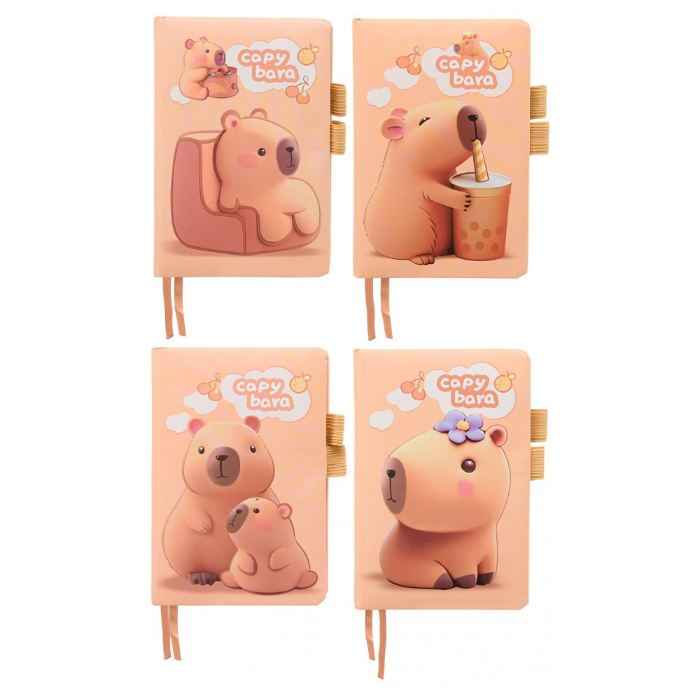 Блокнот Basir, формат А6, серия "Капибара", мягкая обложка, 80 листов, размер 16*11 см