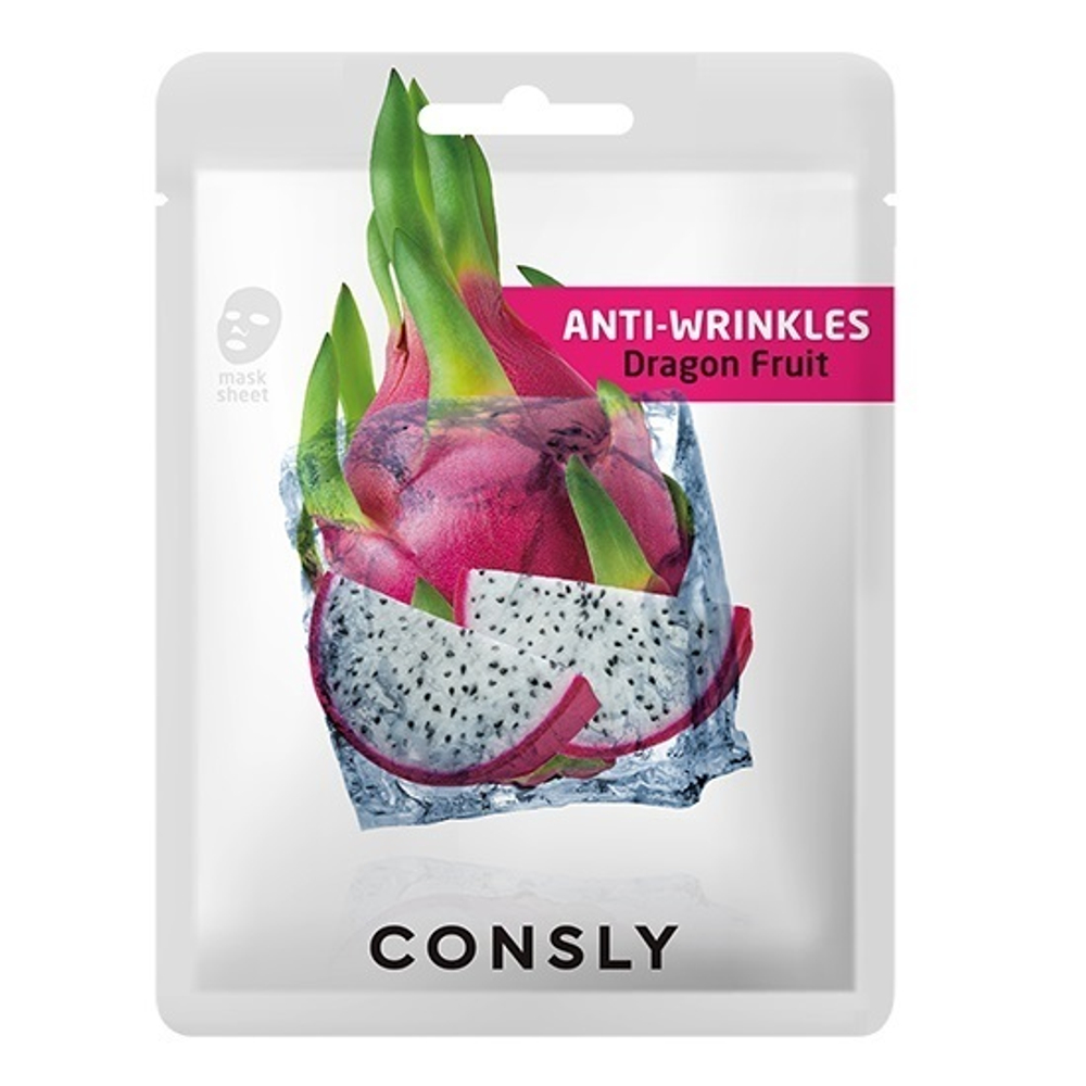 Маска для лица антивозрастная с экстрактом драгонфрута Consly Dragon Fruit Anti-Wrinkles Mask Pack