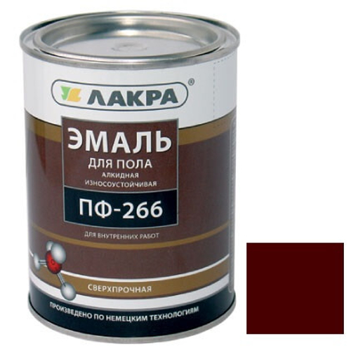Эмаль ПФ-266 ЛАКРА  красно-коричневый 2 кг
