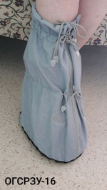 Легкий чехол с подошвой из резины на аппарат Илизарова на голени и стопе. Хлопок+ полиэстер. ОГСРЗУ-6.