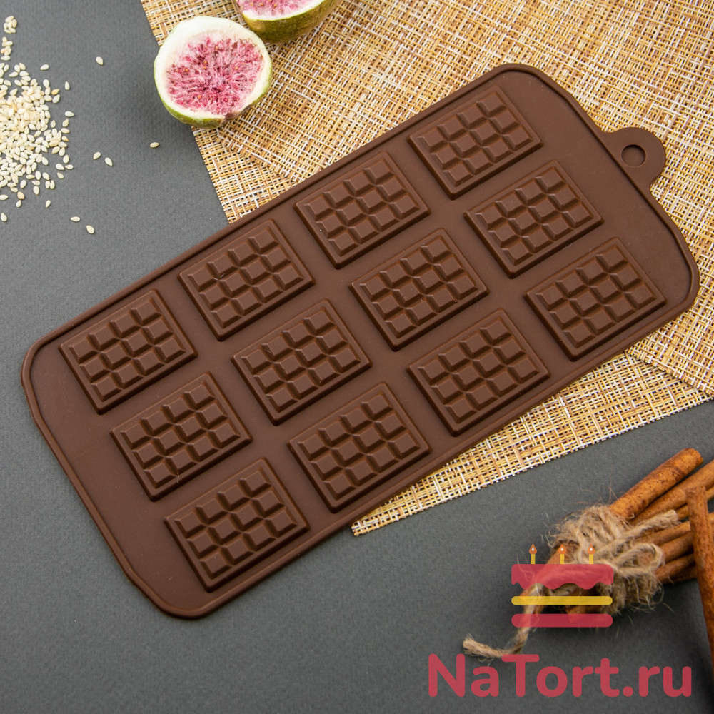 Форма силиконовая для шоколада «Плитки мини» , 12 ячеек