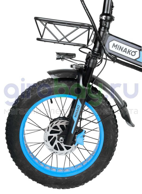 Электровелосипед Minako F10 Pro Dual 48V/20Ah (полный привод) 2025 года - Синий обод фото №3