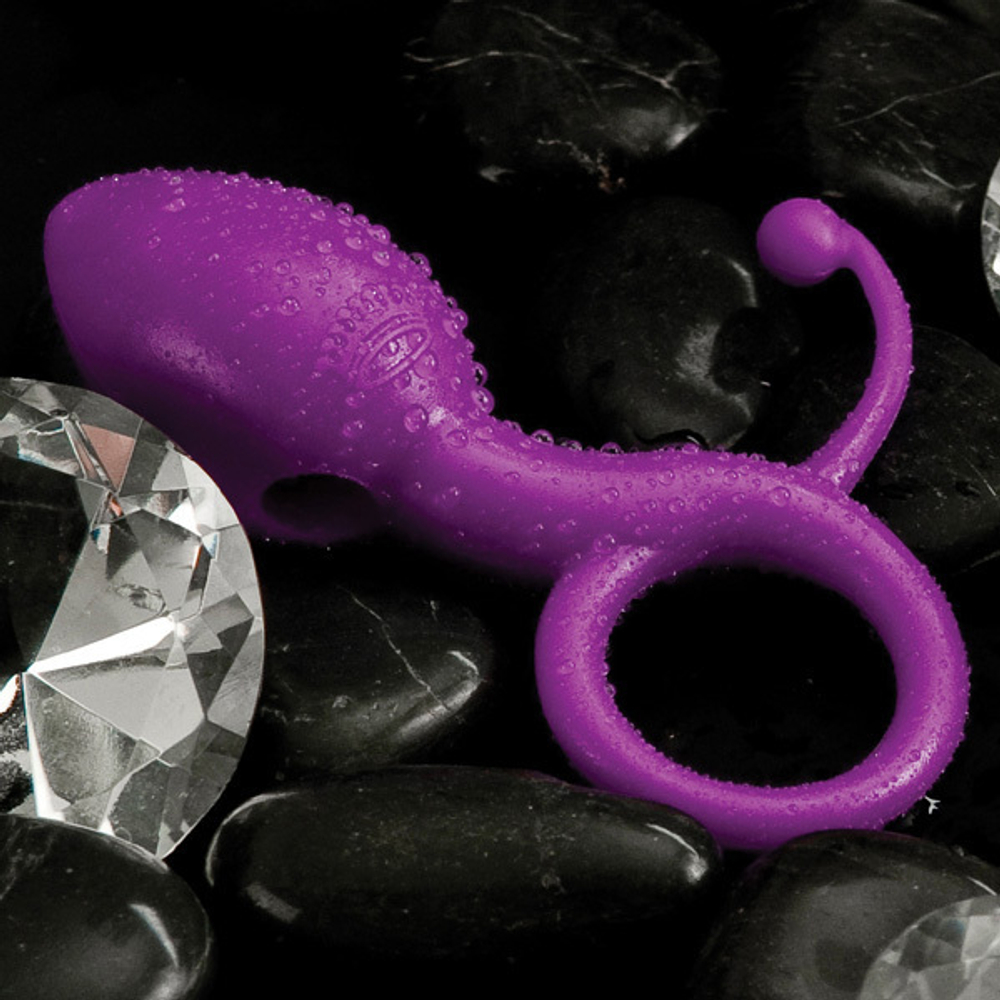 Вибромассажер - Яичко, сиреневый с эрекционным кольцом