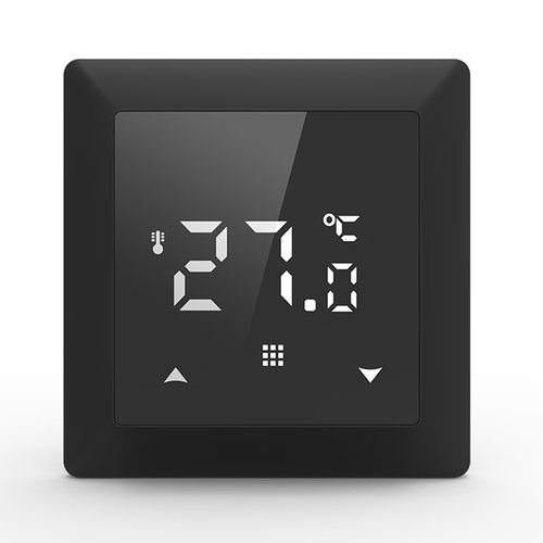 Термостат с датчиком пола с Wi-Fi, программируемый через приложение , 16 A, 55*55 мм, черное стекло