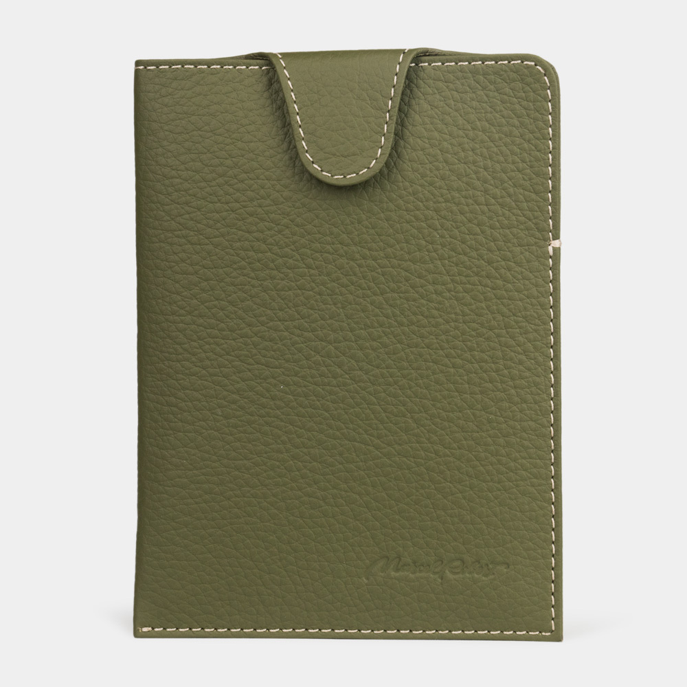 Обложка для паспорта Londre Easy из натуральной кожи теленка, зеленого цвета