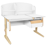 Растущая парта Дэми СУТ 25 с задней полкой СУТ.34.390 и навесной тумбой (1200×880 мм)