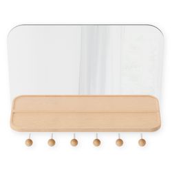 Зеркало с крючками для аксессуаров Estique, 46х41 см, белое/натуральное дерево