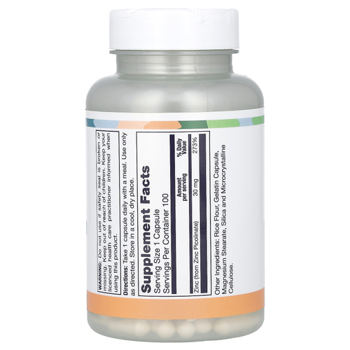 LifeTime Vitamins, пиколинат цинка, 30 мг, 100 капсул