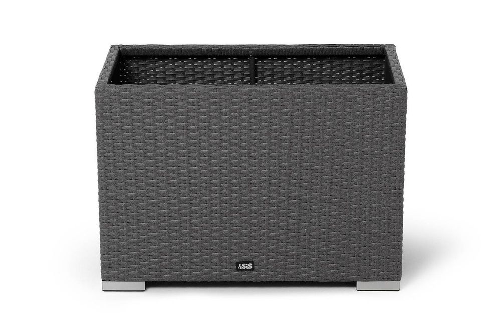 "Лунго" кашпо для цветов большое плетеное из искусственного ротанга, цвет графит