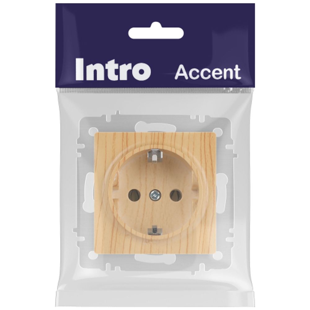 Розетка Intro Accent 6-202-11 2P+E Schuko 16А-250В IP20 СУ AL/CU cосна