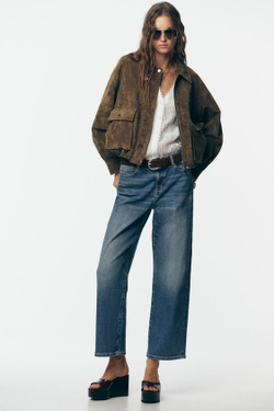 ZARA ДЖИНСЫ Z1975 STRAIGHT LOOSE СО СРЕДНЕЙ ПОСАДКОЙ, СИНИЙ