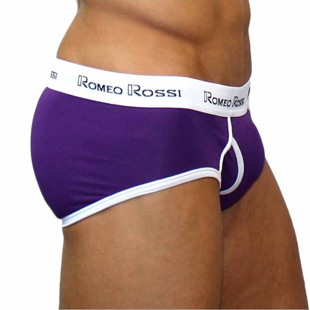 Мужские трусы брифы фиолетовые Romeo Rossi RR366-055 Набор из 5 штук +ПОДАРОК