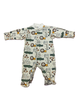 Комбинезон с закрытой ножкой на кнопках из кулирки (100% хлопок) с антицарапками и швами наружу на рост 56 см