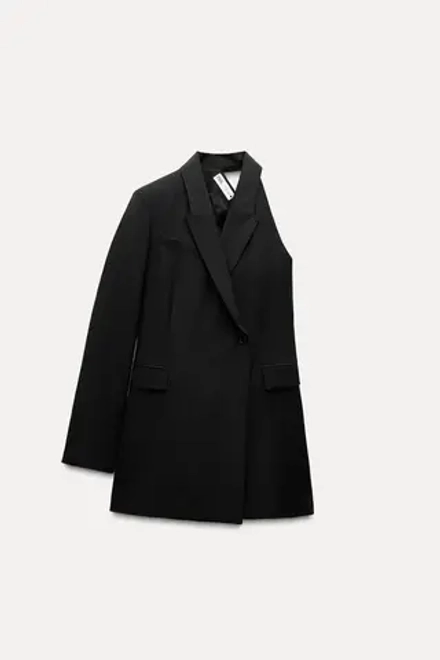 ZARA ПЛАТЬЕ-БЛЕЙЗЕР АСИММЕТРИЧНОГО КРОЯ — ZW COLLECTION, ЧЕРНЫЙ