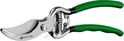 РОСТОК PC-15, 200 мм, углеродистая сталь, цельнокованый, покрытие ПВХ, плоскостной секатор (423005)