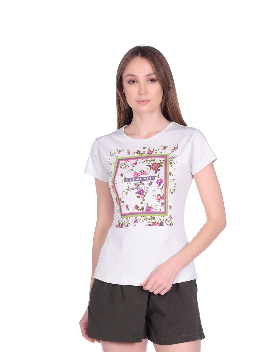 Футболка женская, св.серый 300230/SS20-KISS MY MIND