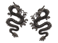 Серьги-гвоздики "Дракон", 60,5мм, со стразами