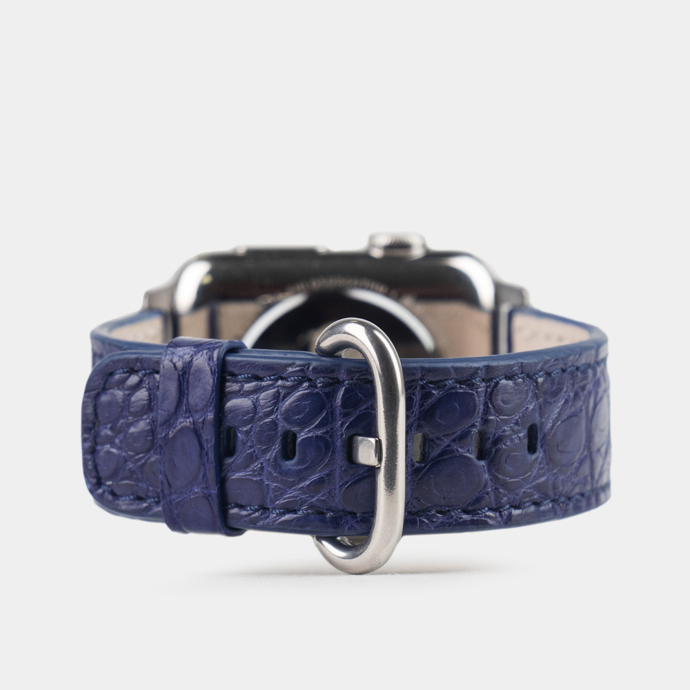 Ремешок для Apple Watch 40/41/42 mm из кожи аллигатора, синего цвета