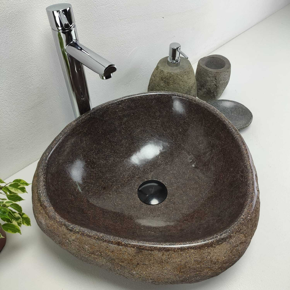 Раковина из речного камня RS-6910 (45*45*16)