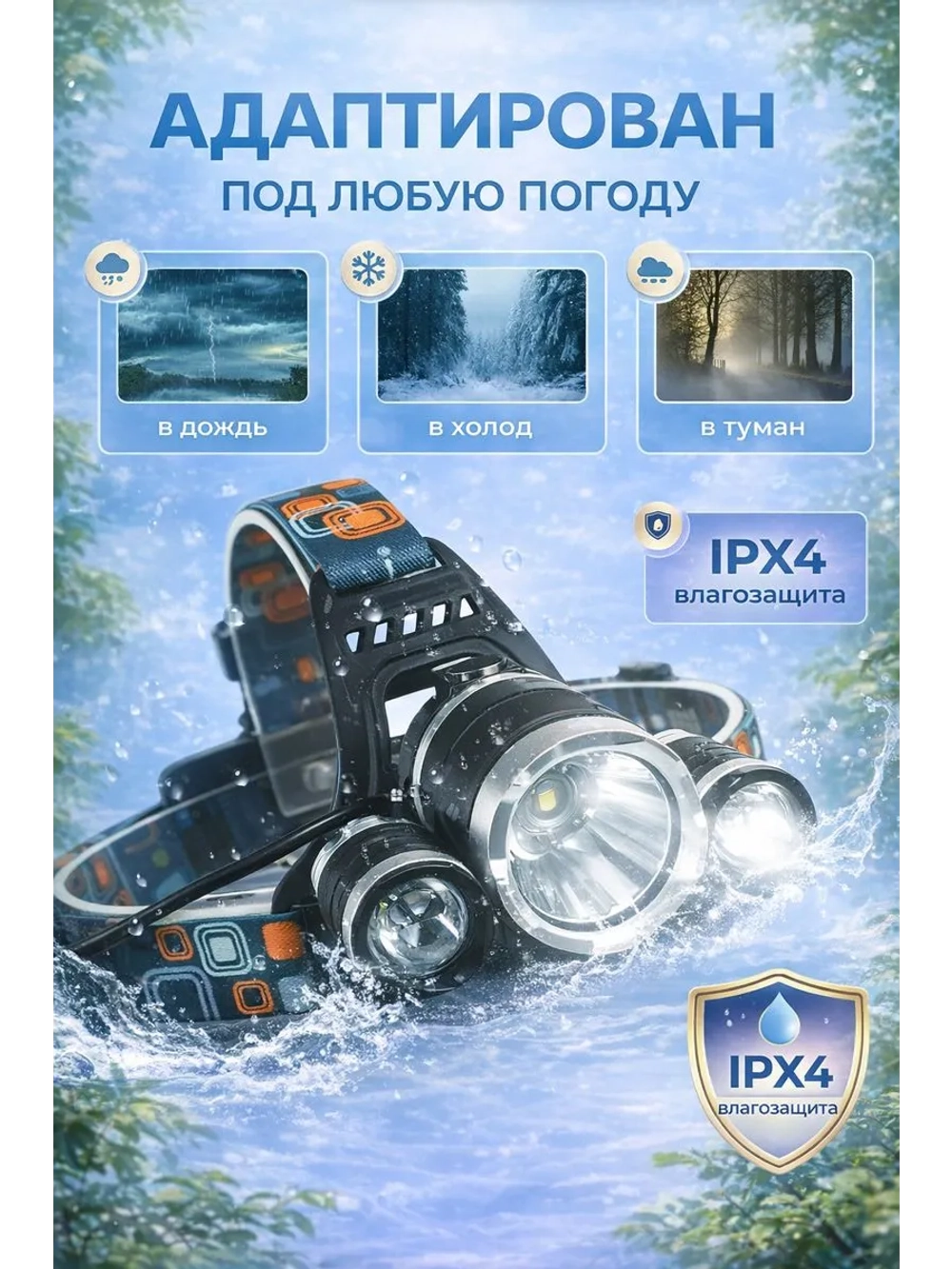 Фонарь налобный аккумуляторный