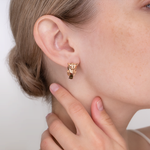 Серьги «Пантеры» с английским замком из красного золота с кварцем дымчатым