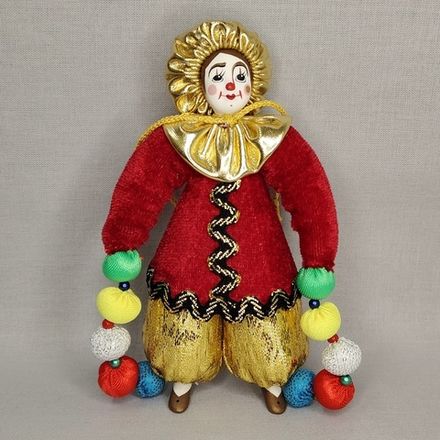 Ёлочная игрушка Клоун в золотом берете