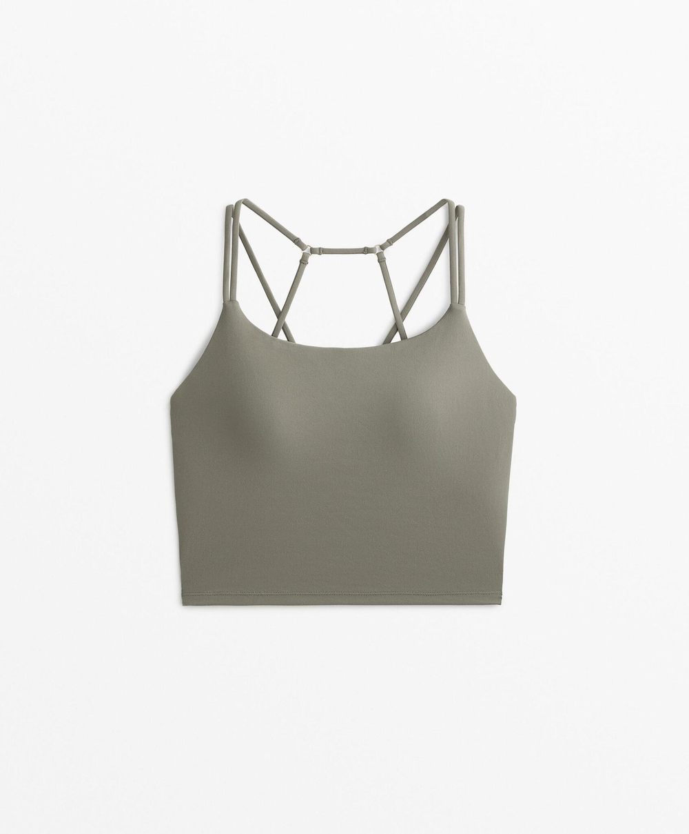 Oysho Майка Comfortlux с кольцами, светлый хаки