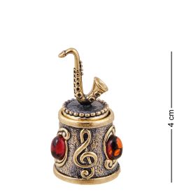 AM-3813 Наперсток «Саксофон» (латунь, янтарь)