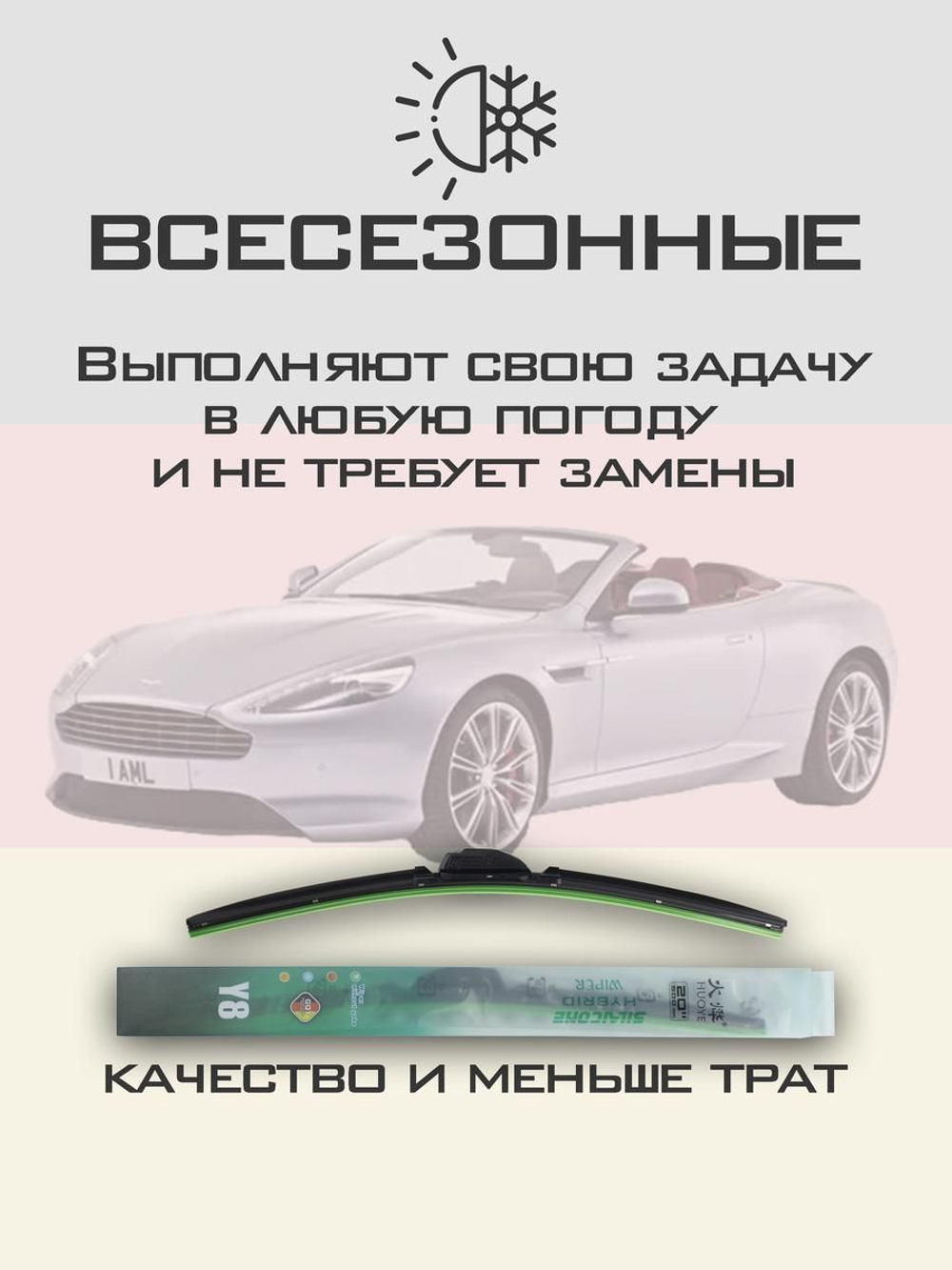 Щетки стеклоочистителя HUOYE Y8 650/500 мм на AstonMartin DB9 | Push button