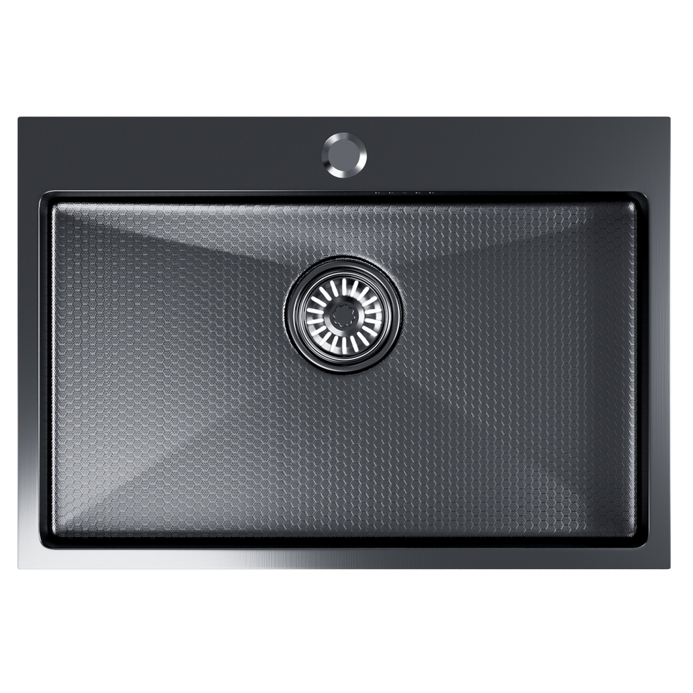 Мойка настол.монтаж 65х45 (3,0) вып 3 1/2  MIXLINE PRO 22см с сифоном (черный графит НАНО декор)