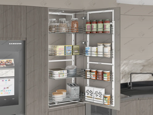 S-1221-C Выдвижная колонна для кухни в базу 450 мм, Starax, 4-х ярусная, (380х510х1250-1400 мм)