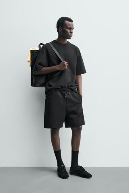 ZARA ТОЛСТОВКА RELAXED FIT ИЗ ИНТЕРЛОКА, ЧЕРНЫЙ