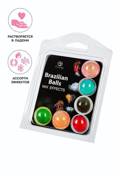 Массажное масло Secret Play Brazilian Balls микс эффектов 6 шт
