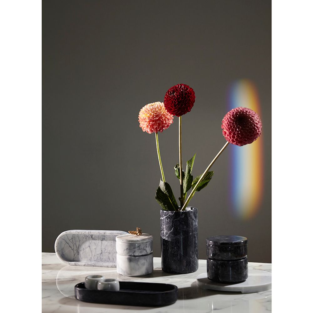 Шкатулка для украшений Marm, Ø10,5 см, черный мрамор