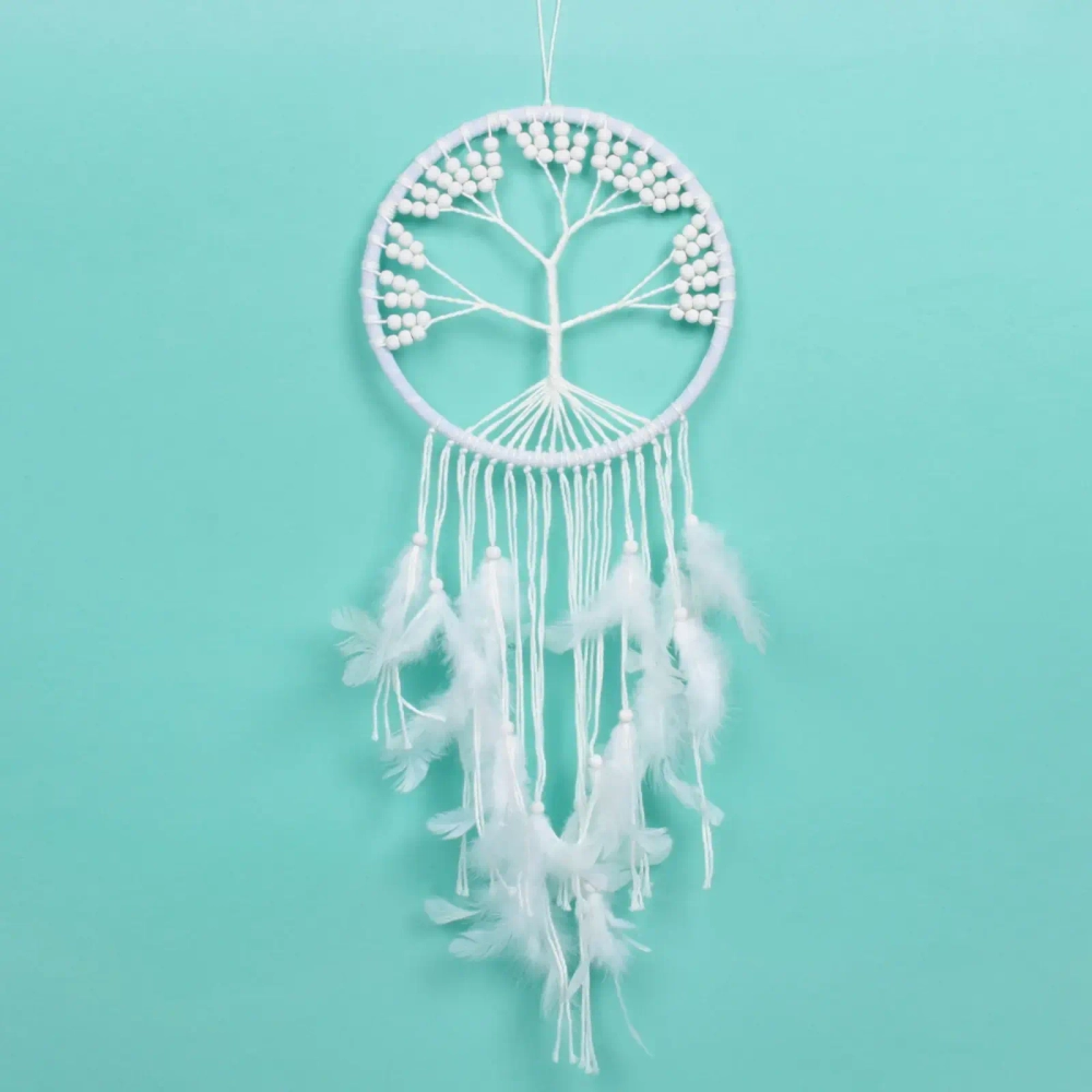 Украшение-оберег «Ловец Снов-Дерево жизни» 19*70см цвет белый