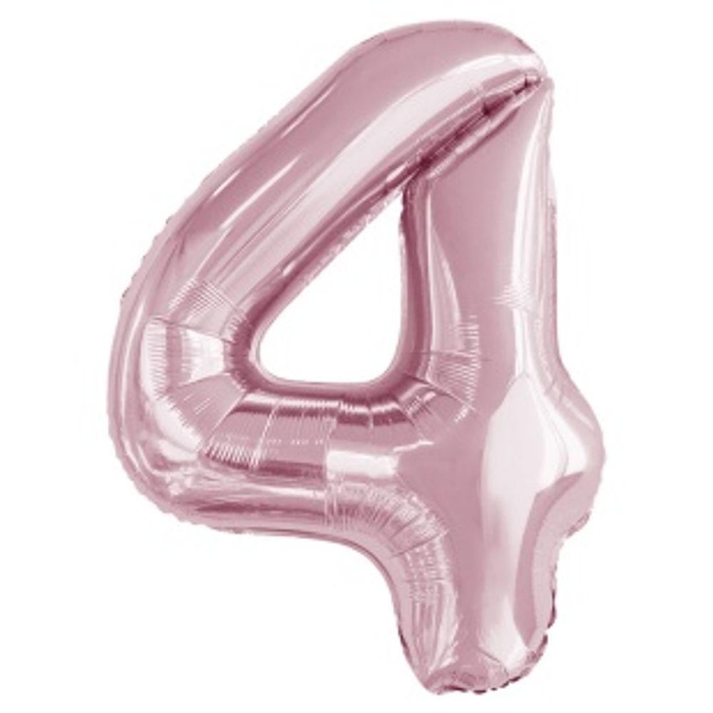 К Шар 34'' / 86 см "Цифра 4" Slim Светло розовый (БГ-60)