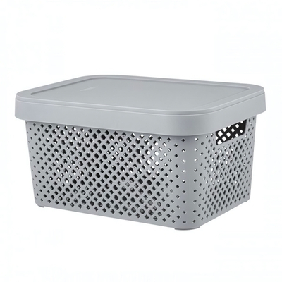 Корзина для хранения с крышкой Plast Team Stockholm, 5 л серый шторм