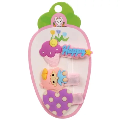 Зажимы для волос детские 3шт в наборе «БАМБИ БУМ», Лавандовое Чудо, 12*6,5см