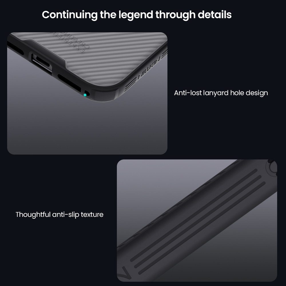 Чехол серого цвета (Transparent black) на iPhone 17 Pro Max, серия CamShield Pro (обновленная двойная защитная шторка для камеры) от Nillkin