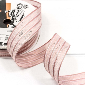 Лента Полиэстер в полоску Грязно-розовая