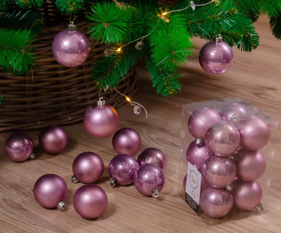 Набор пластиковых шаров Дивный 60 мм, сиреневый, 12 шт, Kaemingk (021993)